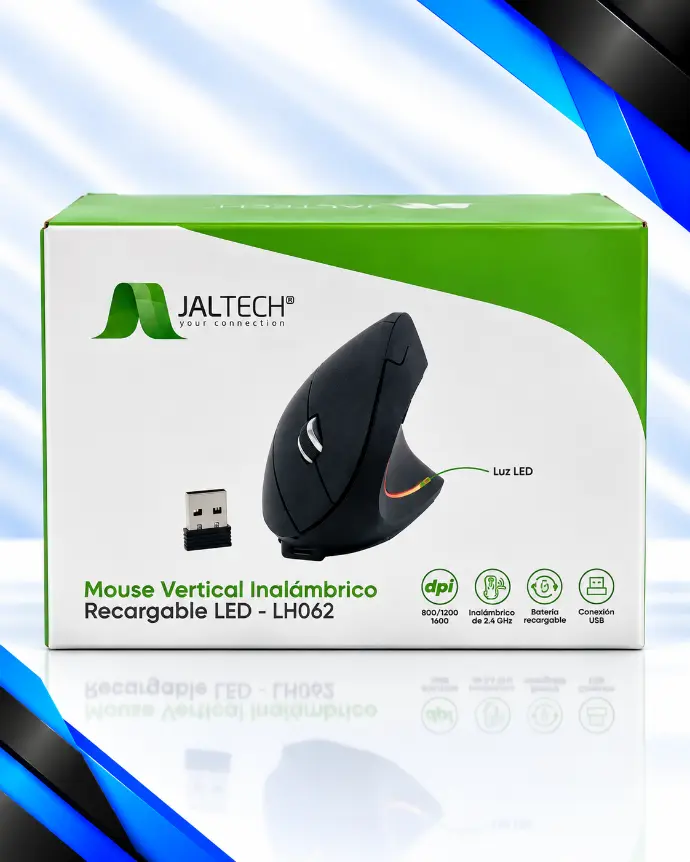 MOUSE VERTICAL INALÁMBRICO RECARGABLE LED-LH062 11284