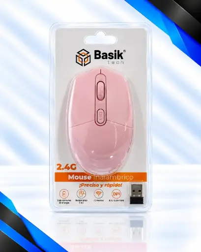 [80266] MOUSE INALAMBRICO BASIK ROSADO 80266