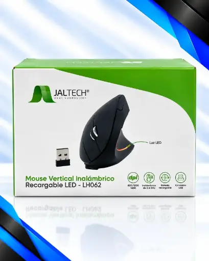 [MOUSEVERTINAL] MOUSE VERTICAL INALÁMBRICO RECARGABLE LED-LH062 11284